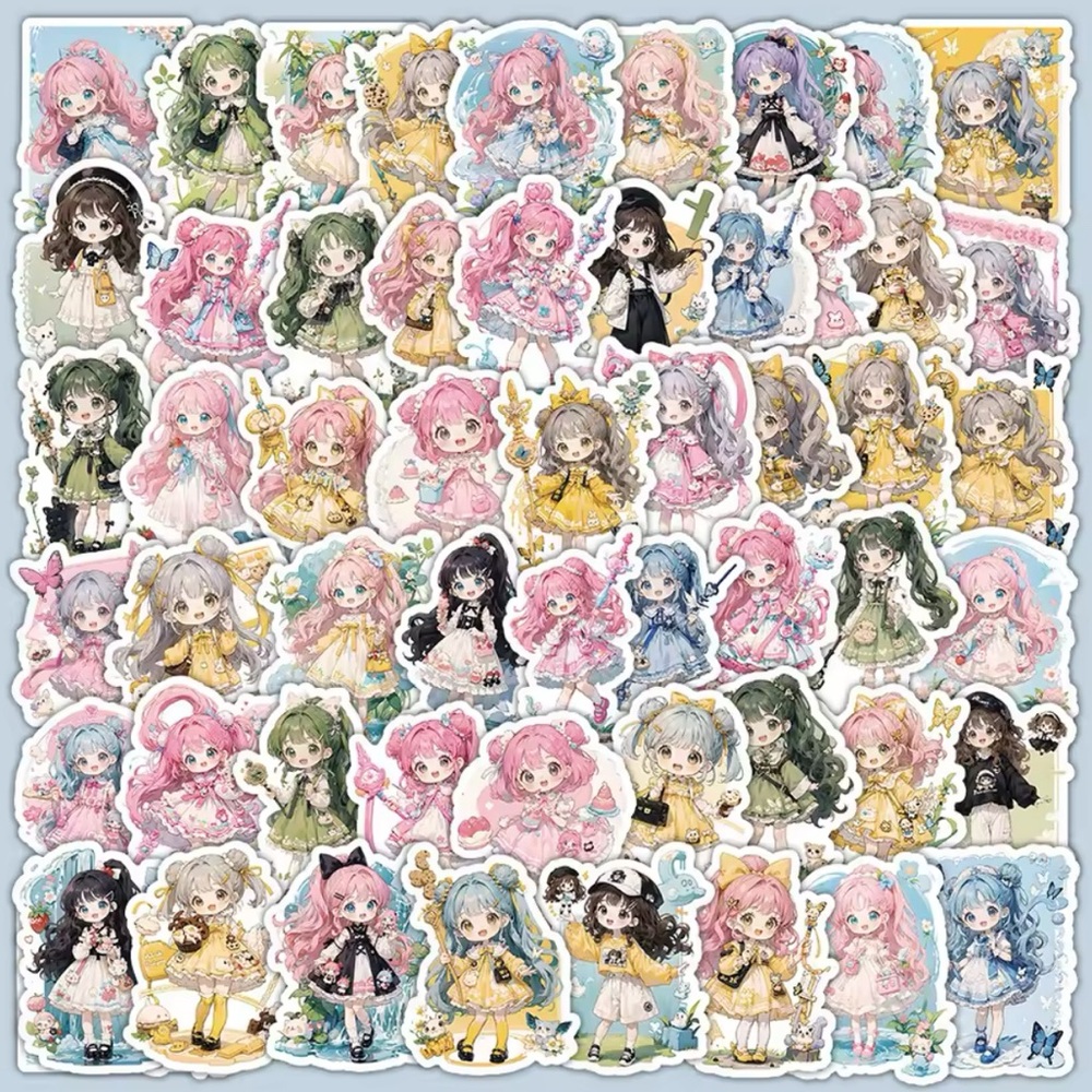 Cute Anime Lolita Girl Sticker Set